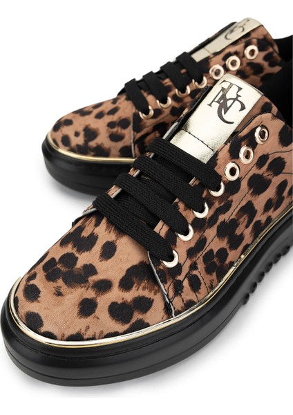 Tamer Tanca Kadın Vegan Leopar Sneakers & Spor Ayakkabı 817 08-2 Bn Ayk SK24-25 Leopar