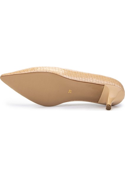 Kadın Hakiki Deri Bej Stiletto Ayakkabı 886 01 Bn Ayk SK24-25 S.khv Fsly Bsk