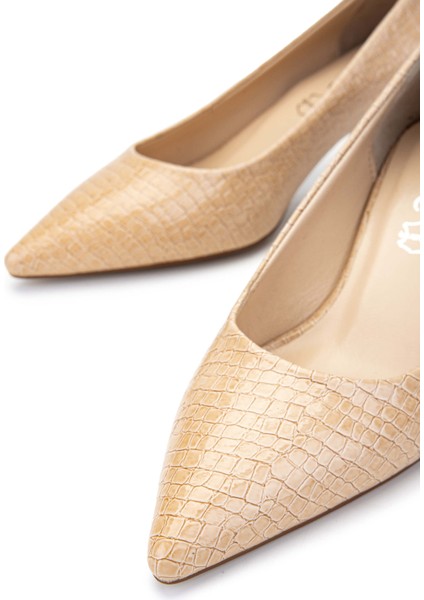 Kadın Hakiki Deri Bej Stiletto Ayakkabı 886 01 Bn Ayk SK24-25 S.khv Fsly Bsk
