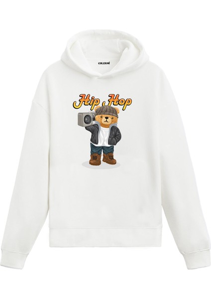 Hip Hop Ayıcığı Kadın ve Erkek Sweatshirt Pamuklu Baskılı Ayıcıık Tasarım Hoodie Doğum Günü Hediyesi Pamuklu Ayıcık Tasarım Kapşonlu Sevgiliye Ayıcık Baskılı Kapşonlu Sweatshirt
