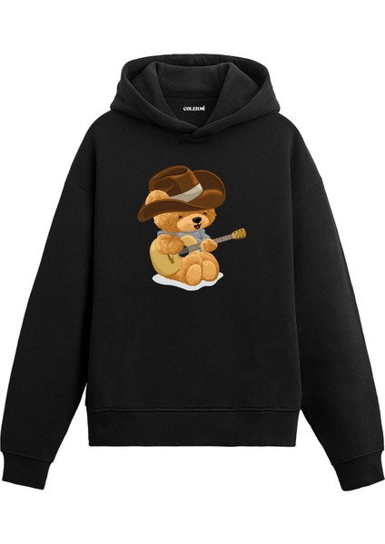 Country Ayıcık Kadın ve Erkek Sweatshirt Pamuklu Baskılı Ayıcıık Tasarım Hoodie Doğum Günü Hediyesi Pamuklu Ayıcık Tasarım Kapşonlu Sevgiliye Ayıcık Baskılı Kapşonlu Sweatshirt