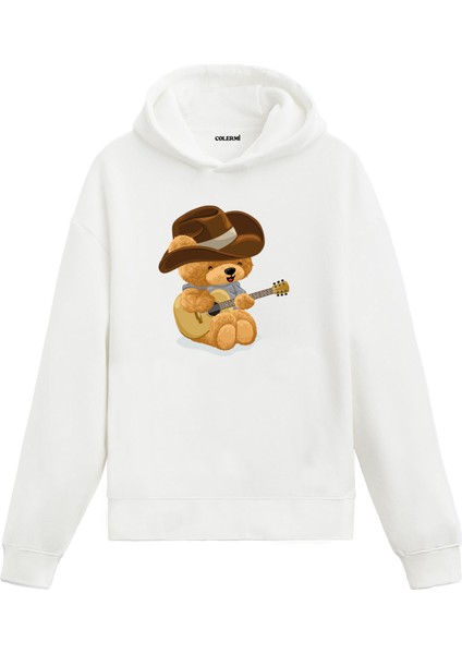 Country Ayıcık Kadın ve Erkek Sweatshirt Pamuklu Baskılı Ayıcıık Tasarım Hoodie Doğum Günü Hediyesi Pamuklu Ayıcık Tasarım Kapşonlu Sevgiliye Ayıcık Baskılı Kapşonlu Sweatshirt