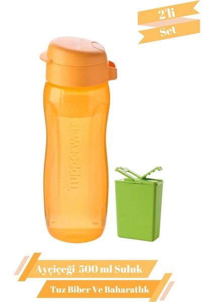 Ince Ayçiçeği 500 ml Suluk Matara & Tuzluk Karabiberlik 2'li Set