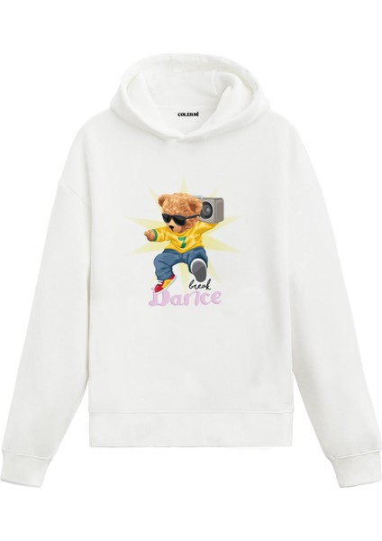 Breakdance Teddy Kadın ve Erkek Sweatshirt Pamuklu Baskılı Ayıcıık Tasarım Hoodie Doğum Günü Hediyesi Pamuklu Ayıcık Tasarım Kapşonlu Sevgiliye Ayıcık Baskılı Kapşonlu Sweatshirt