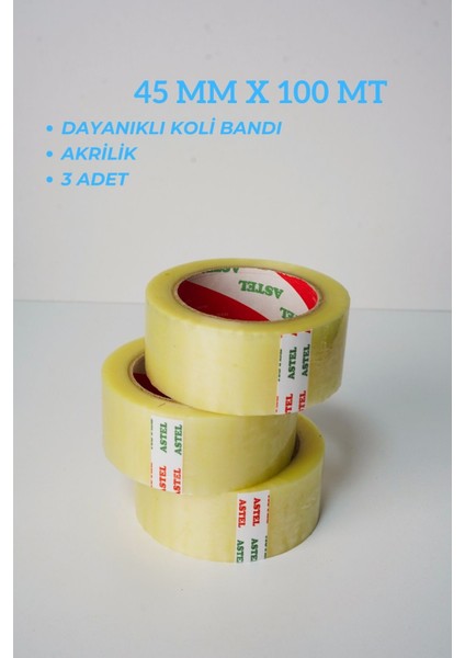 Şeffaf Koli Bandı 45 x 100 Akrilik 3'lü Paket İz Bırakmaz 1. Kalite fiyatları
