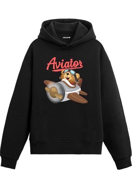 Uçuşa Hazır Kadın ve Erkek Sweatshirt Pamuklu Baskılı Ayıcıık Tasarım Hoodie Doğum Günü Hediyesi Pamuklu Ayıcık Tasarım Kapşonlu Sevgiliye Ayıcık Baskılı Kapşonlu Sweatshirt