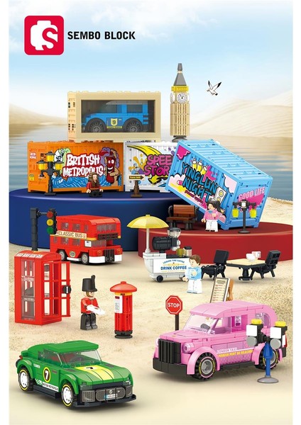 Famous Cars Londra Çift Katlı Otobüs 236 Parça Yapı Blokları LEGO ile Uyumlu (714514)