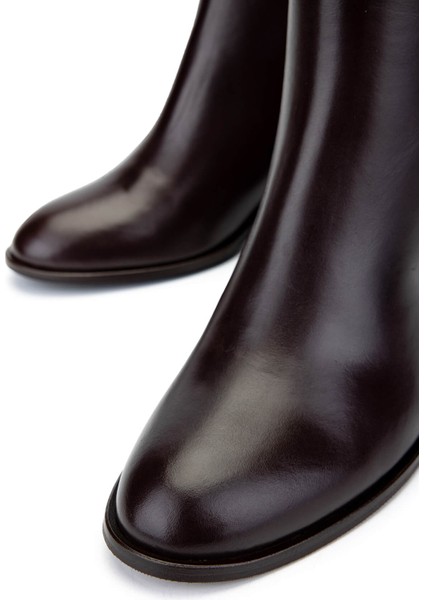 Kadın Hakiki Deri Kahverengi Topuklu Bot 33 551 Bn Bot SK24-25 Khv Dr/kroko fırsatları