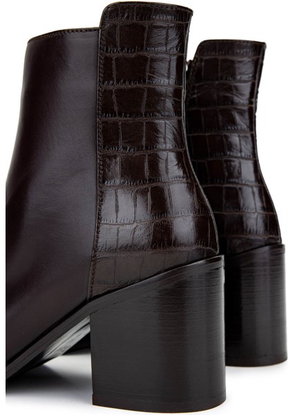 Kadın Hakiki Deri Kahverengi Topuklu Bot 33 551 Bn Bot SK24-25 Khv Dr/kroko indirimleri