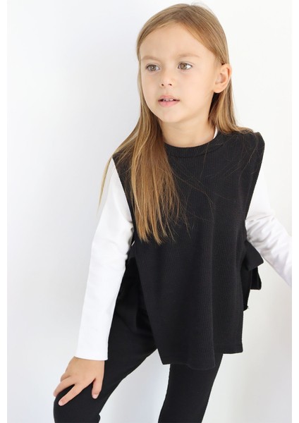 Kız Çocuk Simena Siyah Bağlama Detaylı Üst İspanyol Alt Üst Eşofman Takım fiyatları