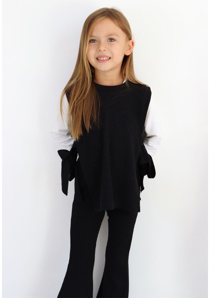 Kız Çocuk Simena Siyah Bağlama Detaylı Üst İspanyol Alt Üst Eşofman Takım fırsatları