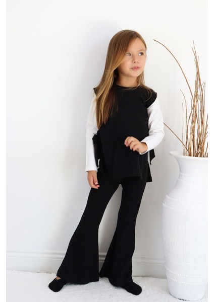 Kız Çocuk Simena Siyah Bağlama Detaylı Üst İspanyol Alt Üst Eşofman Takım indirimleri