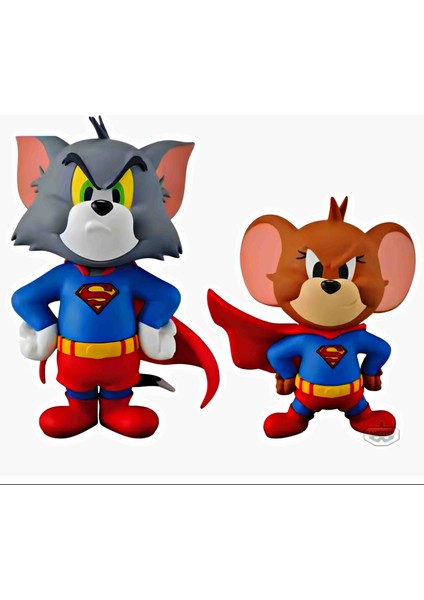 Bandai Tom ve Jerry Süper Kahraman Figür Seti - Superman Kostümlü Özel Koleksiyon