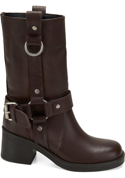 Kadın Deri Kovboy Çizme Metal Aksesuar Detaylı 5 cm Topuk modelleri