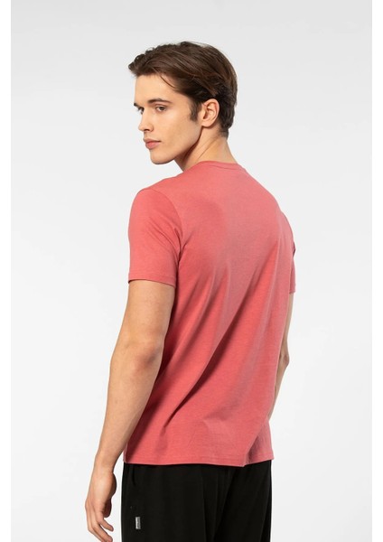 2170 Erkek Modal Pamuk V Yaka Kısa Kollu T-Shirt-Mercan fiyatları