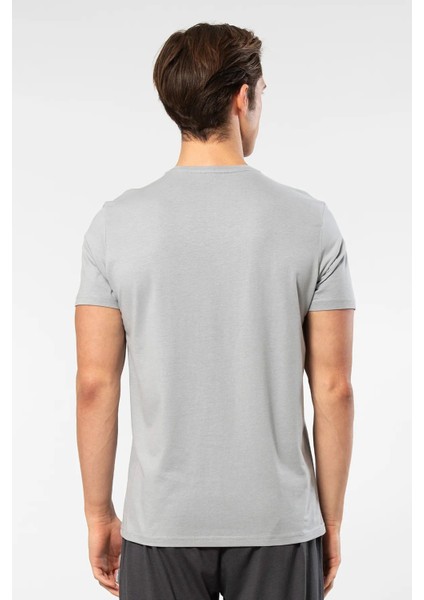 2169 Erkek Modal Pamuk Bisiklet Yaka Kısa Kollu T-Shirt-Gri