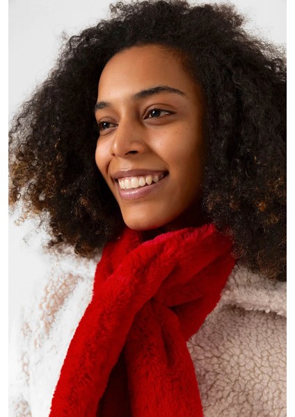 Kadın Peluş Kaşkol Boyunluk Atkı Rkb-01 Kırmızı fiyatları