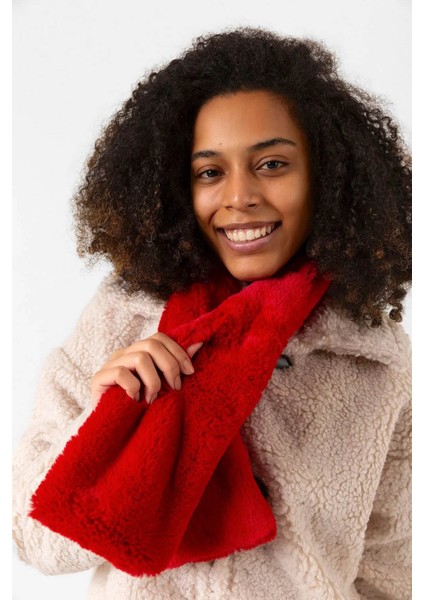 Kadın Peluş Kaşkol Boyunluk Atkı Rkb-01 Kırmızı modelleri