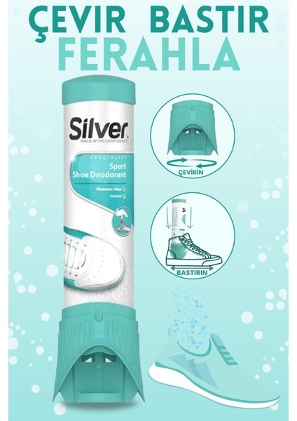 Silver Ayakkabı Deodorantı Koku Giderici Önleyici Sprey 100ML X2 Adet