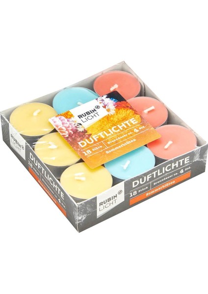 Tealight Kokulu Mum Yaz Çiçekleri, 18'li