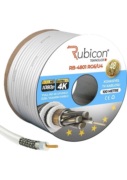 Rubıcon RB-4801 Anten Kablosu Rg6 U4 48 Tel 100 Metre