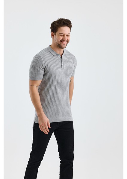 Dik Çizgili Polo Yaka Slim Fit Triko T-Shırt (E24-EZE-25) fırsatları