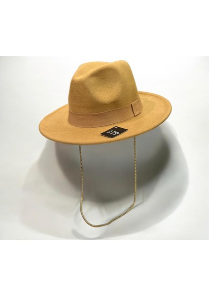 ATK Moda Unisex Panama Fedora Kaşe Fötr Şapka Deve Tüyü