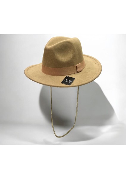 ATK Moda Unisex Panama Fedora Kaşe Fötr Şapka Deve Tüyü