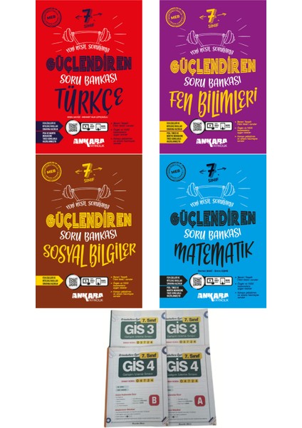 7. Sınıf Güçlendiren Türkçe - Matematik - Fen - Sosyal Soru Bankası 4 Kitap(Hediyeli)