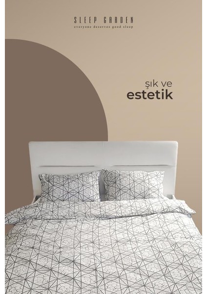 Siyah Çizgili Pamuklu Çift Kişilik Nevresim Takımı