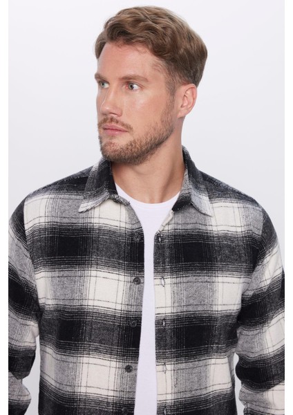 Erkek Slim Fit Dar Kesim Oduncu Kareli Kışlık Gömlek