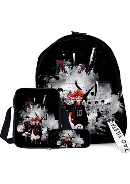 Haikhoo Anime Karikatür Sırt Çantası 3 Parça Set (Yurt Dışından)