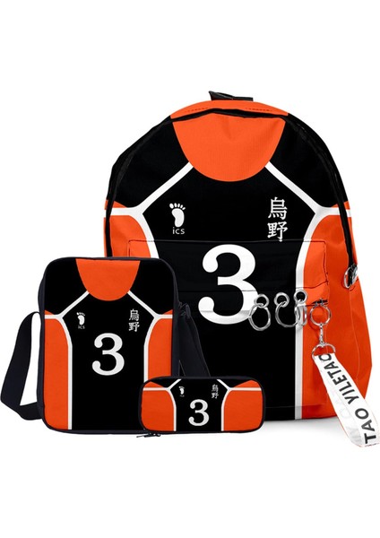 Haikhoo Anime Karikatür Sırt Çantası 3 Parça Set (Yurt Dışından)