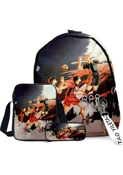 Haikhoo Anime Karikatür Sırt Çantası 3 Parça Set (Yurt Dışından)