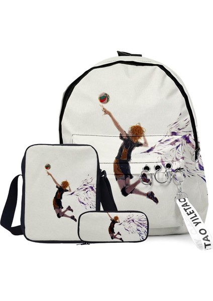 Haikhoo Anime Karikatür Sırt Çantası 3 Parça Set (Yurt Dışından)