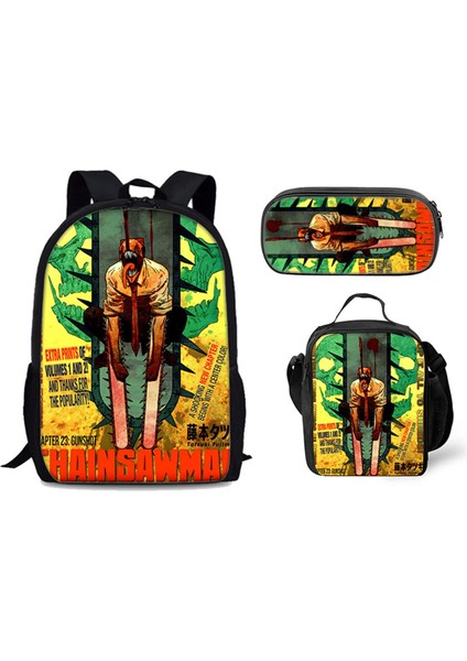 Chainsaw Man Okul Çantası 3 Parça Set (Yurt Dışından)