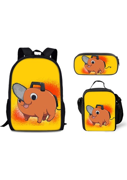 Chainsaw Man Okul Çantası 3 Parça Set (Yurt Dışından)