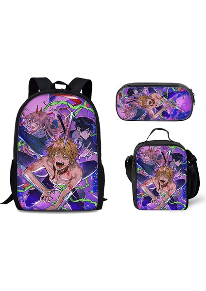 Chainsaw Man Okul Çantası 3 Parça Set (Yurt Dışından)