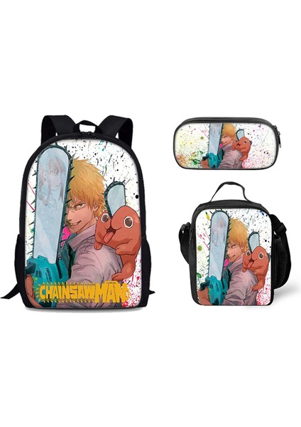 Chainsaw Man Okul Çantası 3 Parça Set (Yurt Dışından)