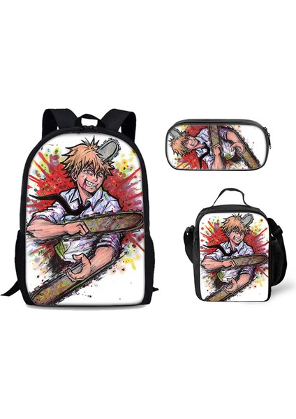 Chainsaw Man Okul Çantası 3 Parça Set (Yurt Dışından)