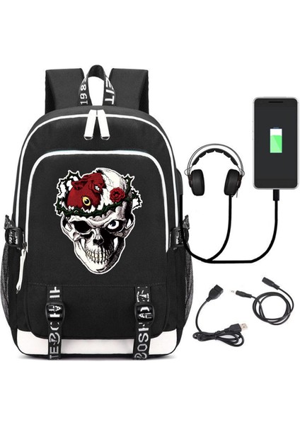 Anime USB Şarj Bağlantı Noktalı 3D Baskılı Sırt Çantası (Yurt Dışından)