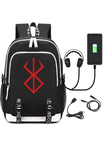 Anime USB Şarj Bağlantı Noktalı 3D Baskılı Sırt Çantası (Yurt Dışından)