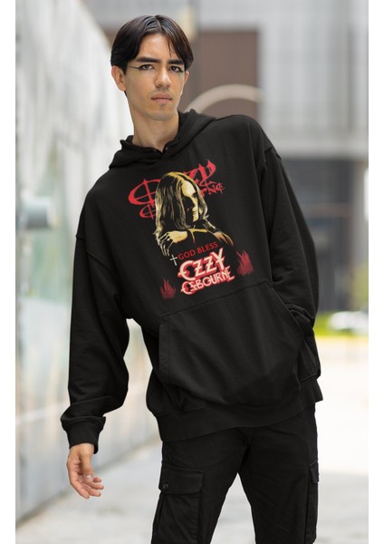 Unisex God Bless Ozzy Ozbourne Kapüşonlu Sweatshirt, Oversize Black Sabbath Rocker Baskılı Hoodie fiyatları