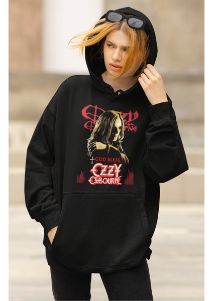 Unisex God Bless Ozzy Ozbourne Kapüşonlu Sweatshirt, Oversize Black Sabbath Rocker Baskılı Hoodie modelleri