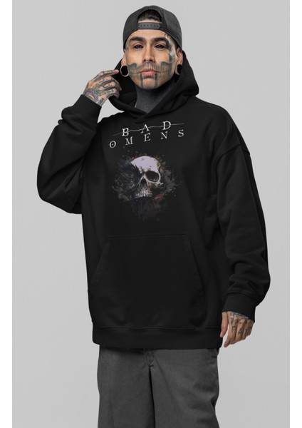Unisex Bad Omens Baskılı Kapüşonlu Sweatshirt, Oversize Rock Band Baskılı Hoodie fiyatları