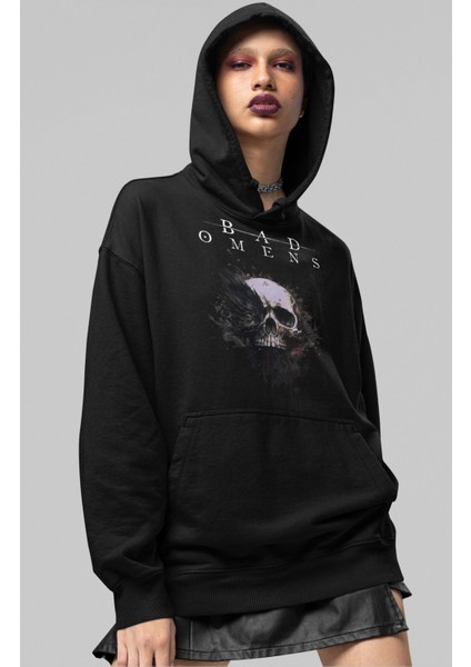 Unisex Bad Omens Baskılı Kapüşonlu Sweatshirt, Oversize Rock Band Baskılı Hoodie modelleri