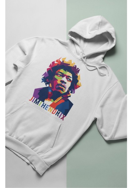 Unisex Ai Jimi Hendrix Kapüşonlu Sweatshirt, Oversize Rocker Baskılı Hoodie