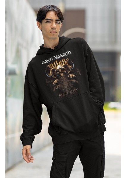 Unisex Amon Amarth First Kill Yazılı Kapüşonlu Sweatshirt, Oversize Rock Band Baskılı Hoodie fiyatları