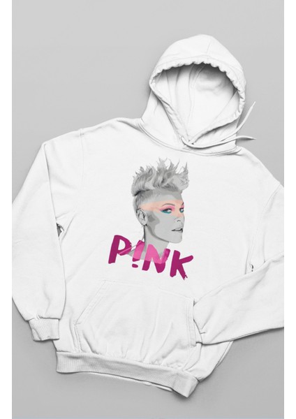 Unisex Pink Yazılı Kapüşonlu Sweatshirt, Oversize Müzisyen Pink Baskılı Hoodie