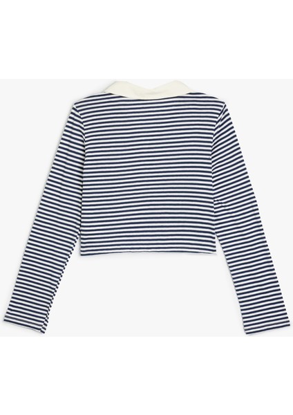 Polo Yaka Tişört Uzun Kollu Düğme Detaylı Pamuklu fiyatları